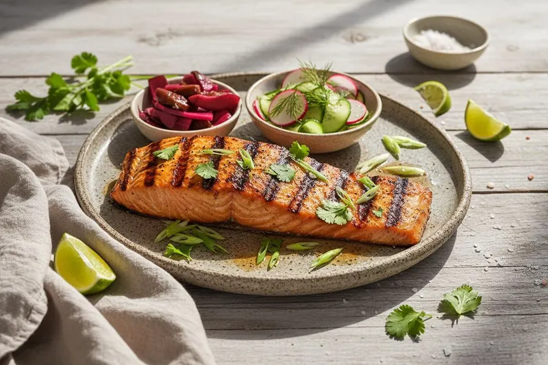 Grillattu lohi itämaisella kastikkeella