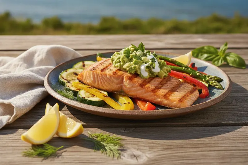 Grillattu lohi ja salsa verde