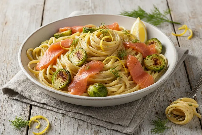Kylmäsavulohipasta ruusukaalilla