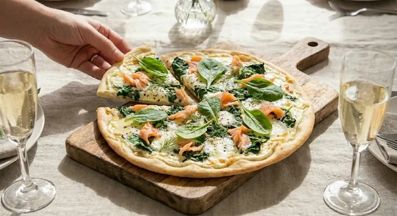 Lohi-pinaattipizza