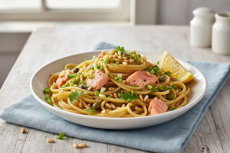 Sitruunainen kapris-lohipasta