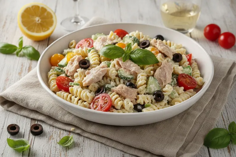 Välimerellinen tonnikala-pastasalaatti