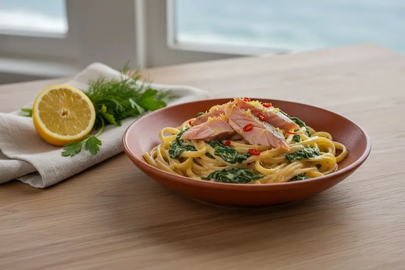 Yhden kattilan kirjolohipasta